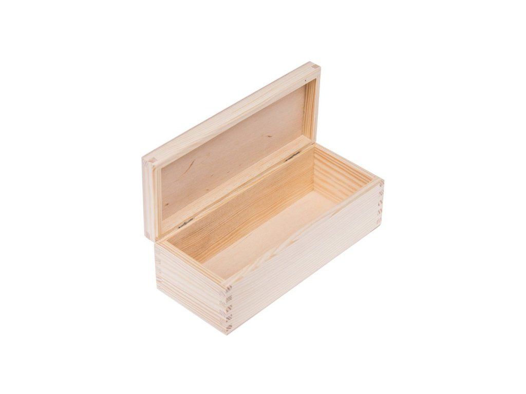 Darčekový box prírodný – drevené darčekové balenie z borovice 22,5 × 9 cm