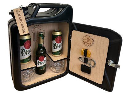 Kanister bar čierny – PIVO – prírodné drevo
